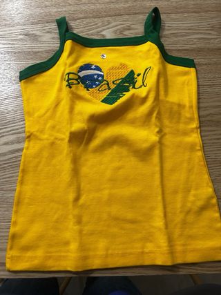 Camiseta Brasil Corazón Bordado Talla S.