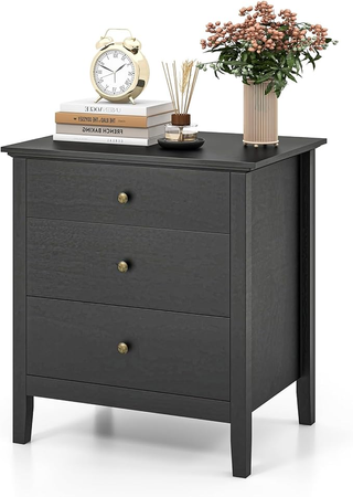 Comodino con 3 Cassetti, Cassettiera da Letto, Tav