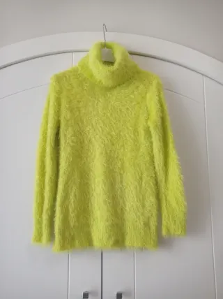 Pullover dolcevita donna viscosa tg S giallo fluo