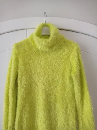 Pullover dolcevita donna viscosa tg S giallo fluo