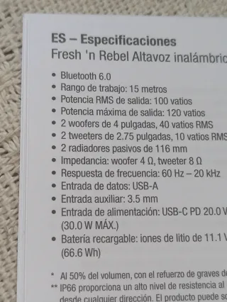 # Altavoz bluetooth portátil