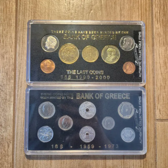 2 cofanetti Dracme Greche: 1959-1973 & 1990-2000