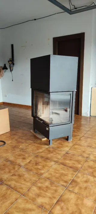 Chimenea de leña doble cara en esquina