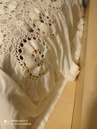 Colcha ganchillo blanca cama 80