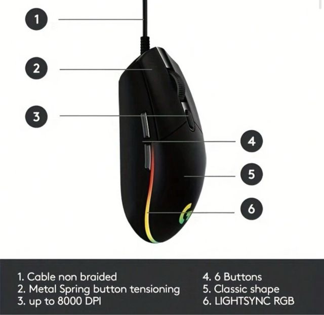 Mouse Gaming Logitech G102 Lightsync RGB