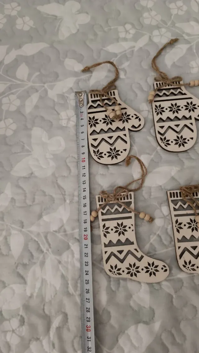 Conjunto de adornos navideños de madera Gato Preto