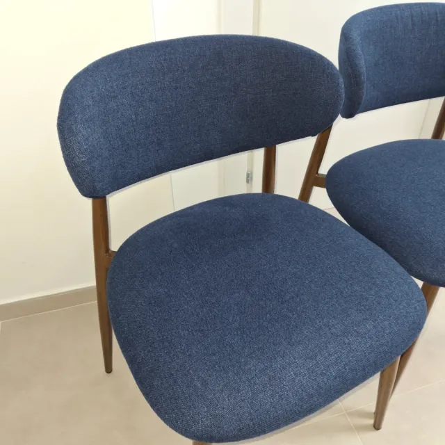 Set 2 Sedie Blu Tessuto e Metallo