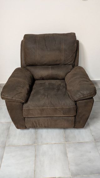 Sillón relax marrón tela