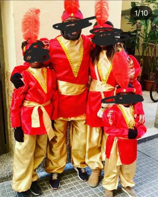 Disfraz paje adulto dorado y rojo