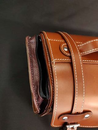 Maleta/Bolso Moto/Scooter Cuero Marrón