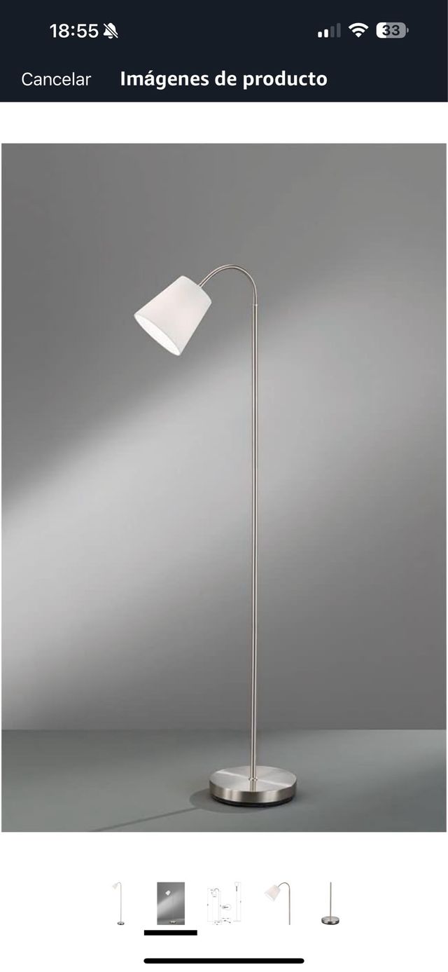 Candeeiro de chão branco e níquel