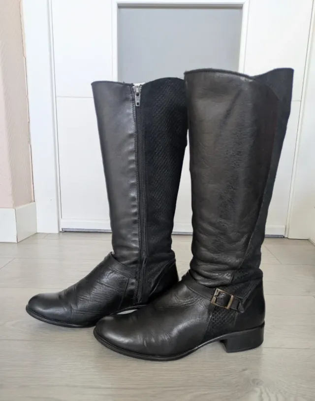 Fosco Talla 37 - Botas negras piel y ante 