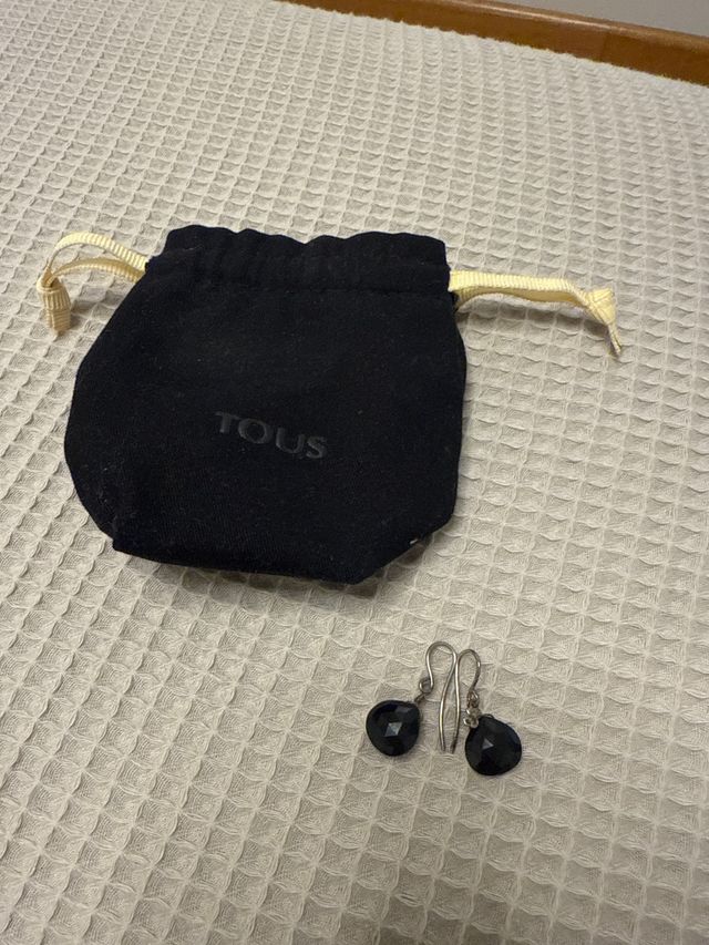 Pendientes Tous Originales Colgantes Negro Plata