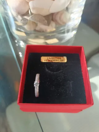 Sortija Oro Blanco Brillantes Sin Estrenar 