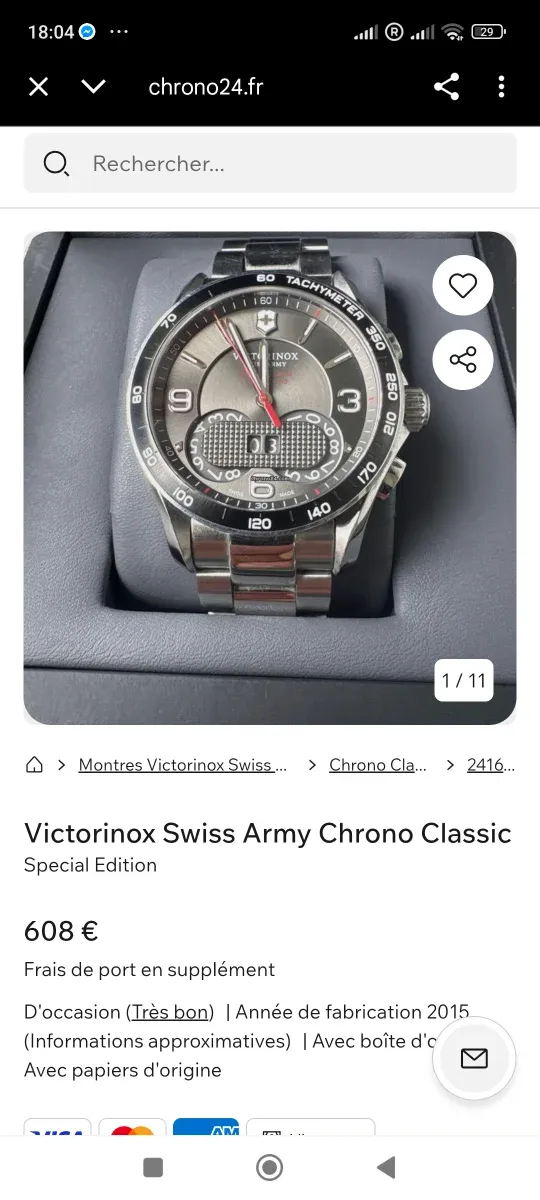 Este es un reloj Victorinox Swiss Army Chrono Clas