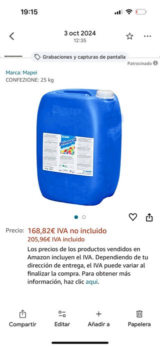 Imprimación Mapei Primer G 25 kg