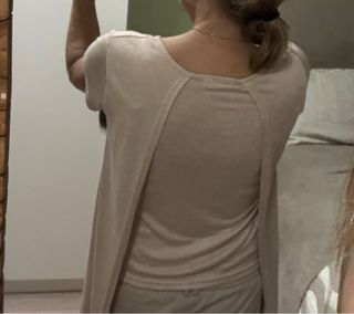 Camiseta larga beige