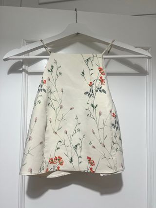 Top Zara floral blanco y naranja