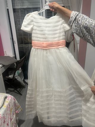 Vestido de Comunión Blanco y Rosa