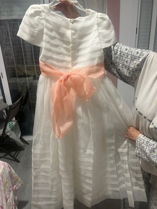 Vestido de Comunión Blanco y Rosa