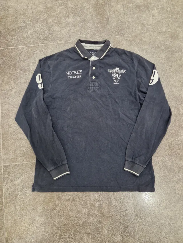 Polo manga larga HOCKEY TEAMWORK azul