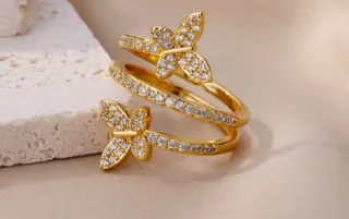 Anillo Mariposa Baño Oro Ajustable