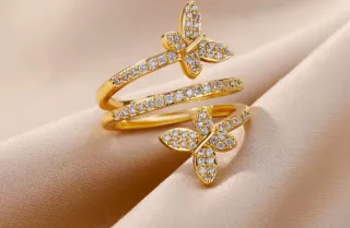 Anillo Mariposa Baño Oro Ajustable