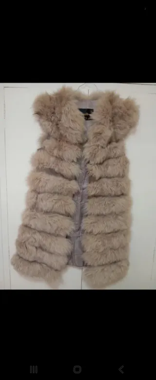 Chaleco largo pelo zorro beige