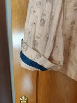 Camisa ANANY bordada flores beige/rosa Talla M