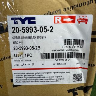 Faro Derecho TYC SEAT Ibiza III 99-02 H4