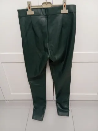 Mallas polipiel Zara verde botella Talla M