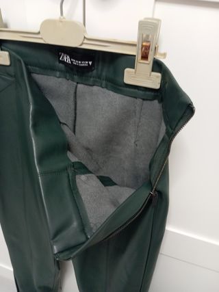 Mallas polipiel Zara verde botella Talla M