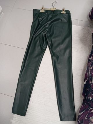Mallas polipiel Zara verde botella Talla M