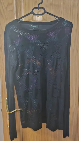 Jersey fino Desigual negro con encaje Talla XL
