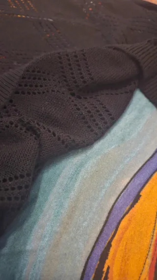 Jersey fino Desigual negro con encaje Talla XL