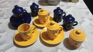 Set 4 Tazzine Ceramica Giallo Blu
