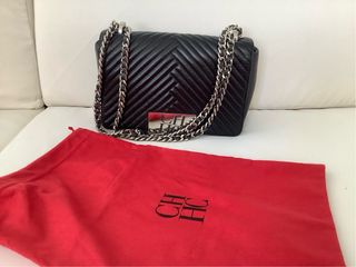 Bolso Carolina Herrera Negro y Plateado