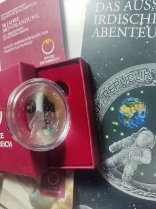 Moneda 20€ Austria 2019 Plata Llegada Luna.