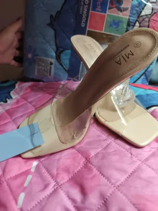 Zapatos tacón transparente MIA beige