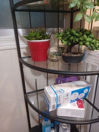 Estantería Esquinera Hierro y Cristal