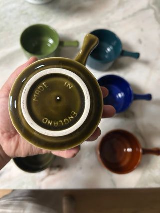 Tazze da minestra inglesi verdi, ciotola per salsa