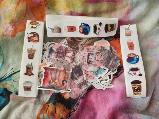 Set 250 stickers mix Coffee and Relax scrapbooking