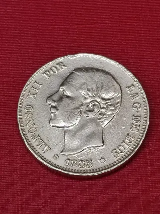 Moneda 2 Pesetas Alfonso XII 1883 E.B.C.