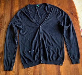 Cardigan nero classico manica lunga uomo Benetton