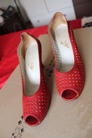 Sapatos Salto Alto Vermelhos Peep Toe