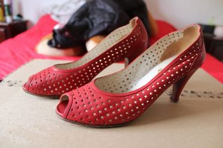 Sapatos Salto Alto Vermelhos Peep Toe