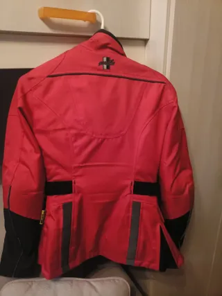 Chaqueta moto roja y negra mujer 