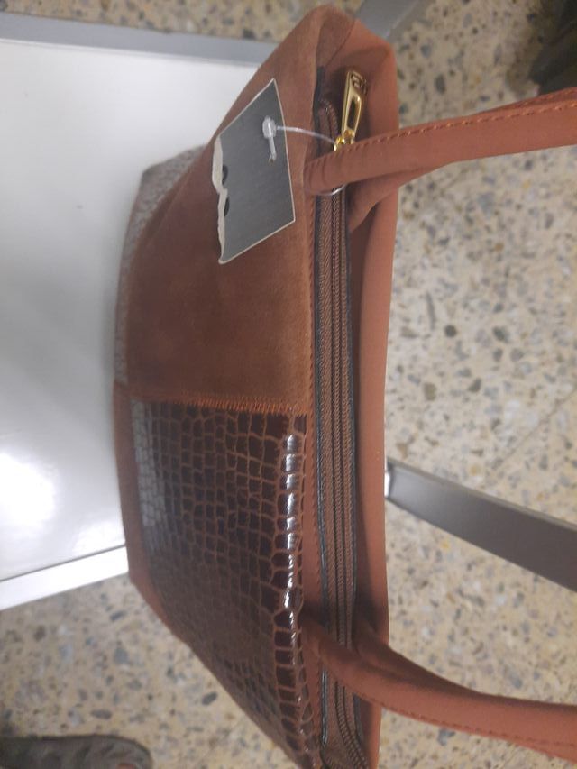 Bolso Menbur Marrón Patchwork Cocodrilo