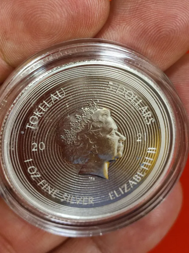 Moneda Plata 1 Oz Tokelau 1 Dólar Reina Isabel II