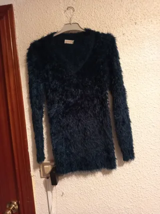 Jersey peludo verde azulado talla S